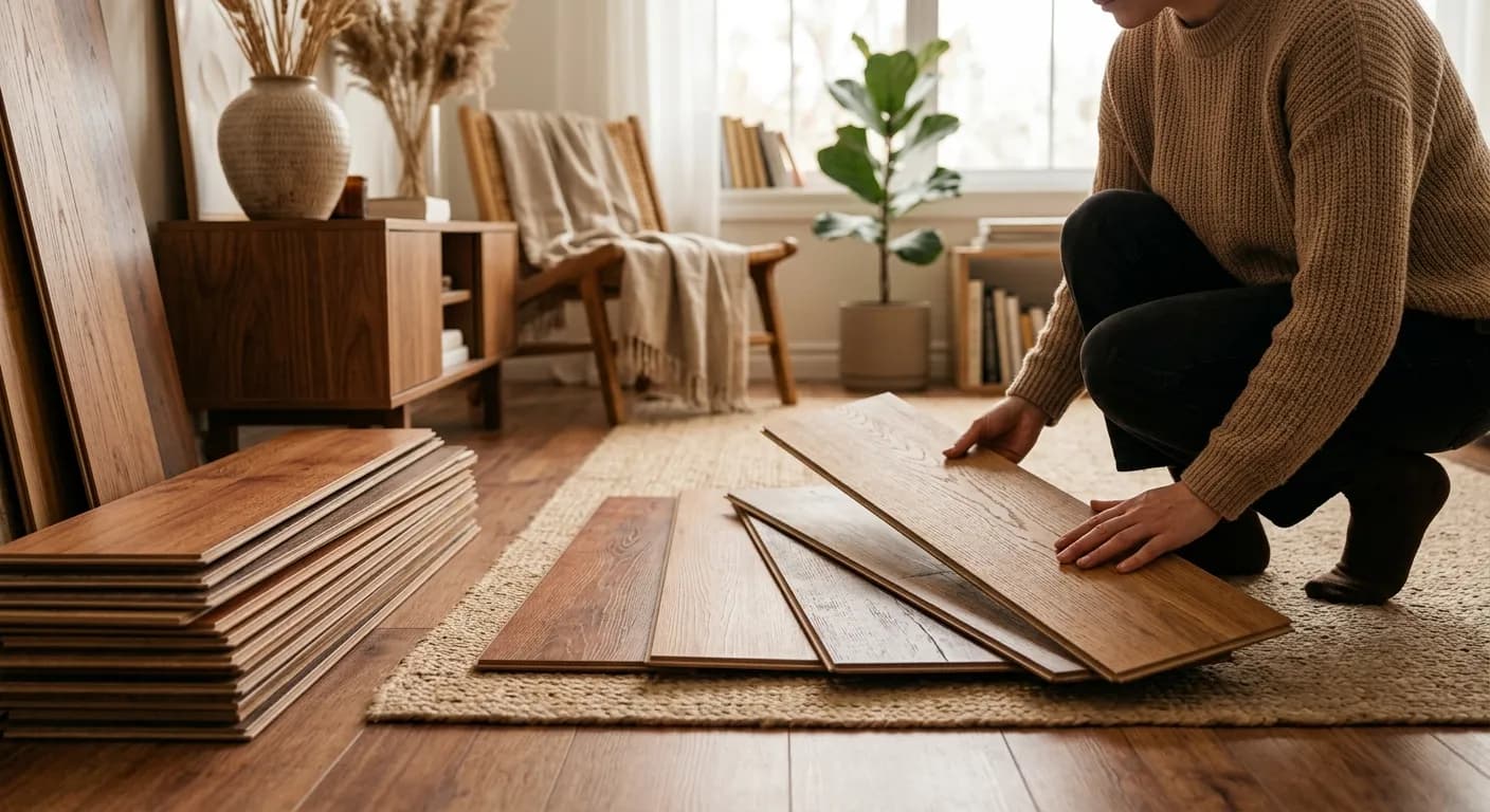 Salon için seçilmiş açık ton laminat parke uygulaması